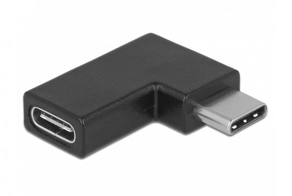 POWERTECH Adapter USB 3.1 Type-C male σε female, 90° left/right, μαύρο