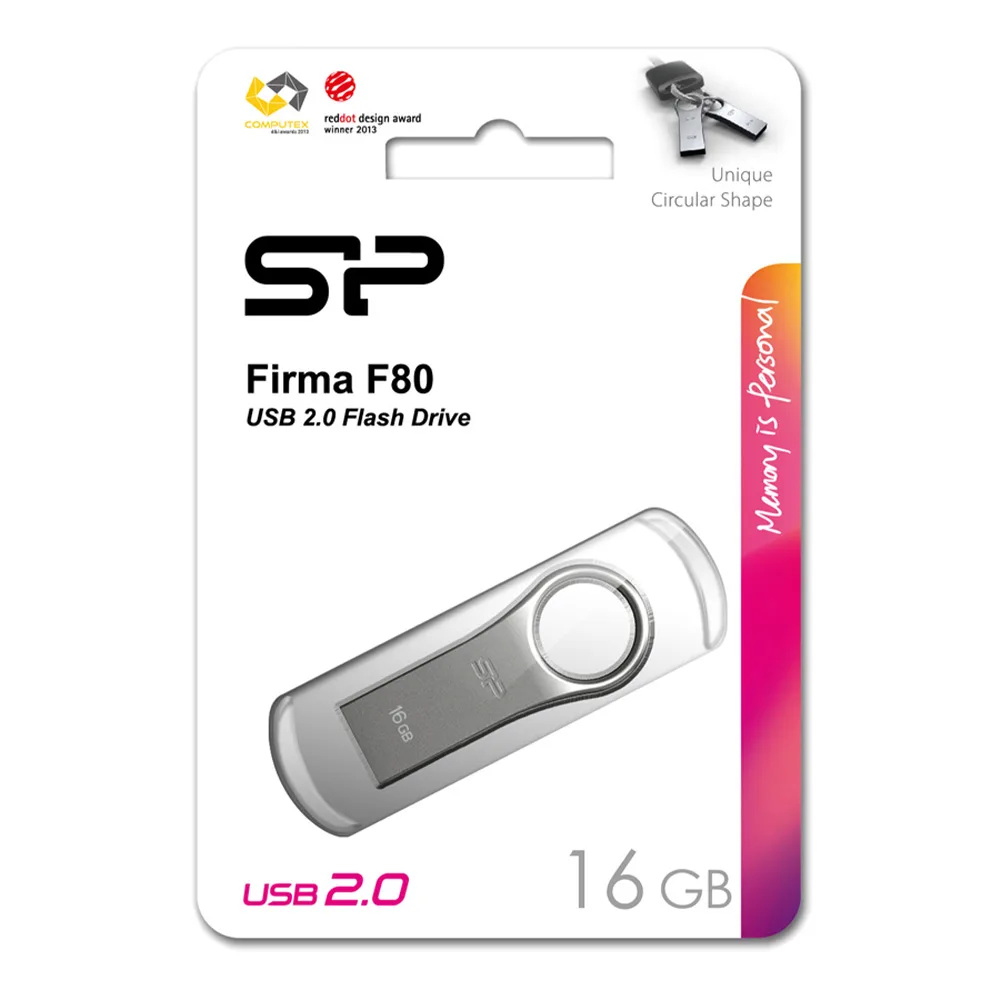 SILICON POWER USB Flash Drive Firma F80, 16GB, USB 2.0, Silver-1