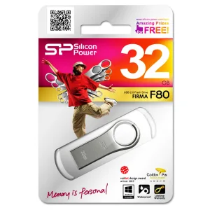 SILICON POWER USB Flash Drive Firma F80, 32GB, USB 2.0, Silver-1