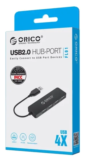 ORICO USB 2.0 Hub FL01, 4x USB, μαύρο 3