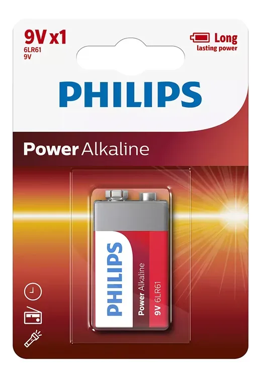 PHILIPS Power αλκαλικές μπαταρίες 6LR61P1B10, 6LR61 9V, 1τμχ