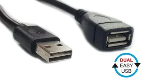 POWERTECH Καλώδιο USB 2.0 (M) σε USB 2.0 (F), Dual Easy USB, 1.5m, Black