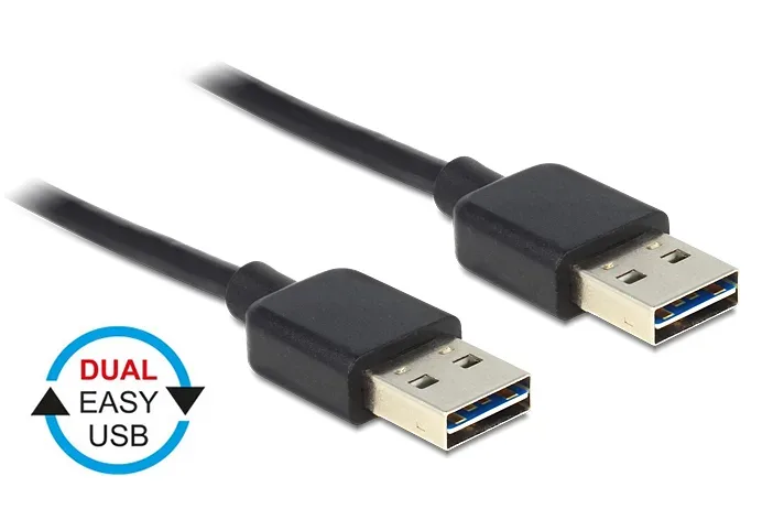 POWERTECH Καλώδιο USB 2.0 σε USB 2.0 Type A, Dual Easy USB, 1.5m, Black