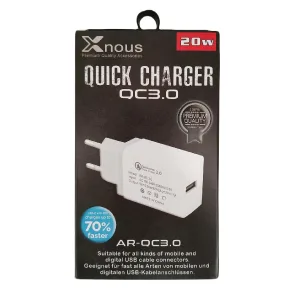 Φορτιστής Xnous QC10 Quick Charger 3.0 USB 3 18W (άσπρο) 1