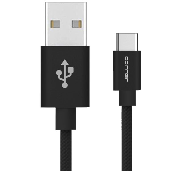 Καλώδιο Φόρτισης Δεδομένων JELLICO GS 10 TYPE C σε USB 1 μέτρο (μαύρο)