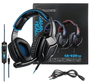 SADES gaming headset SA-920 Plus, 3.5mm, 40mm, μπλε 3