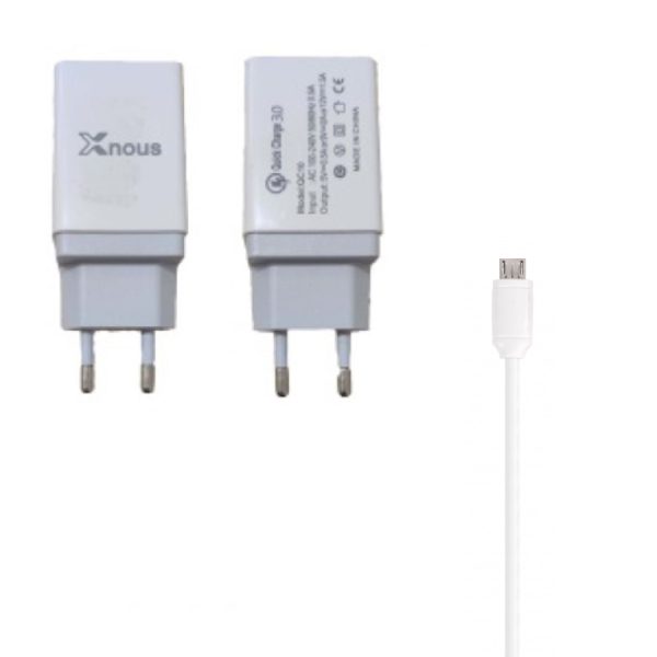 Travel Set Xnous 2 σε 1 Φορτιστής AR-QC 3.0 (18w) + Καλώδιο Micro USB US10 (λευκό)