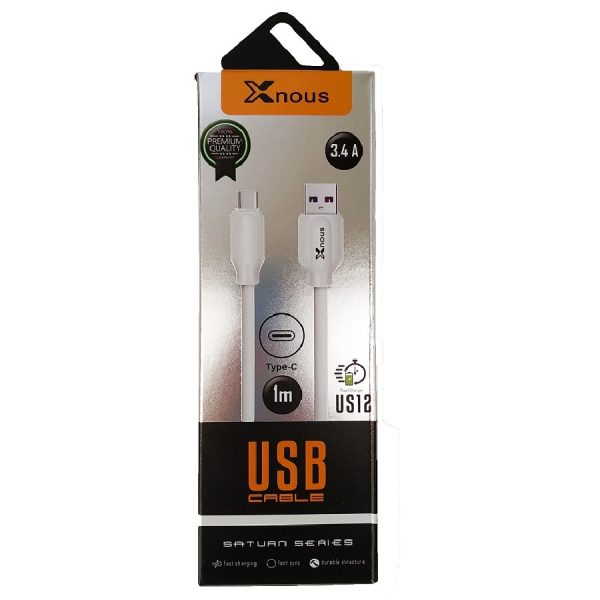 Καλώδιο Φόρτισης/Δεδομένων Xnous US12 USB σε Type-C 1μ 3.4A (λευκό)