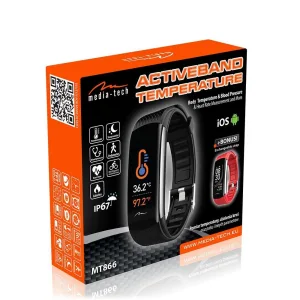 Media-Tech Smartwatch Temperature MT866 IP67 Μαύρο Silicon Band 1