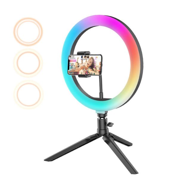 BlitzWolf BW-SL5 LED Ring Light 10.2″ RGB Dimmable Temperature 2300K-6000K & Adjustable 10 Color Τρίποδο Bluetooth Remote