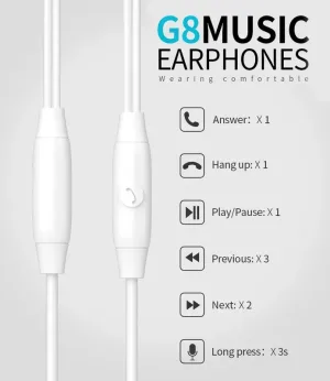 CELEBRAT earphones με μικρόφωνο G8, 3.5mm, 1.2m, μαύρα 2