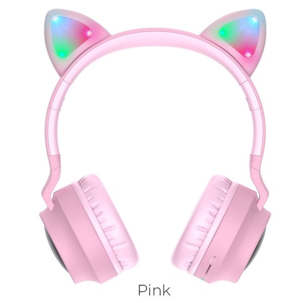 Ασύρματα Ακουστικά HOCO Cat Ear W27 - Ροζ