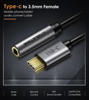 CABLETIME καλώδιο USB Type-C σε 3.5mm θηλυκό C160, 0.1m, μαύρο(2)