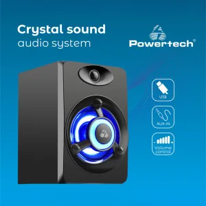 POWERTECH ηχεία Crystal sound PT-842 2x 3W 3.5mm μαύρα-2