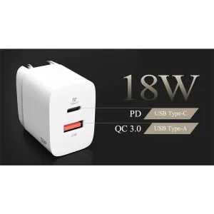 SILICON POWER φορτιστής τοίχου QM16 USB & USB-C 18W UKEUAUUS λευκό-4