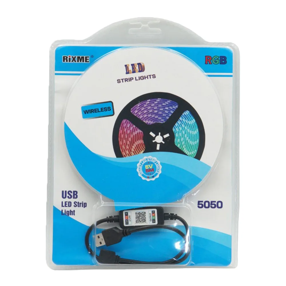 BluetoothΤαινία LED Τροφοδοσίας USB 5V RGB Μήκους 5m ty17964-55